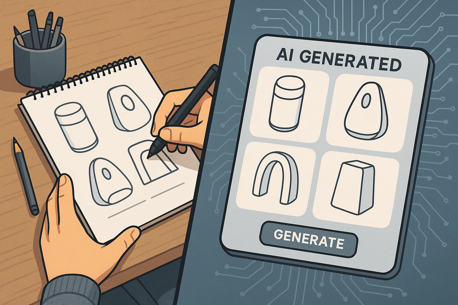 Human and AI collaboration in digital design workspace