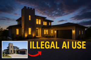 Photographer using AI tools for real estate photo editing
