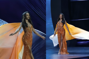 Unexpected Incident: Miss Jamaica Slips and Falls Off Stage at Miss Universe Event