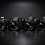 Nikon Fujifilm Canon and Sony mirrorless cameras displayed side by side for camera comparison in 2026